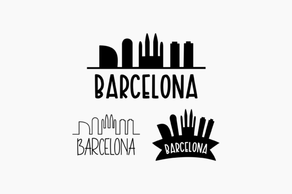 Barcelona Spain Skyline Silhouette Graphics & Crafts