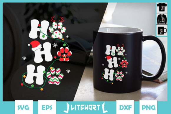 Christmas Ho Ho Ho Dog Paw Dog Lover Graphics