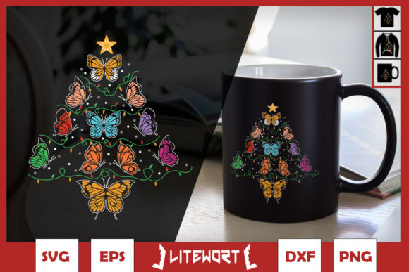 Christmas Tree Butterfly Bird Lover Xmas Graphics & Crafts