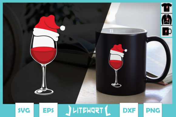 Christmas Wine Glasses Santa Hat Graphics