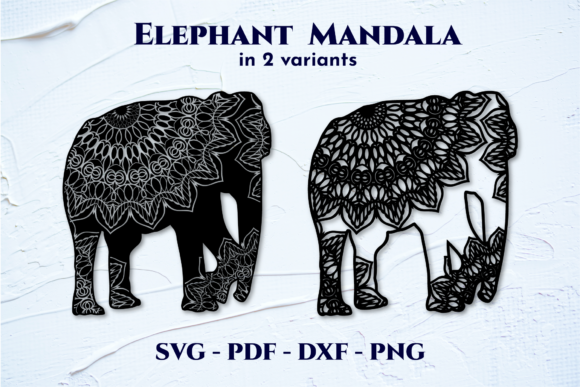 Elephant Mandala 2 Variations: Graphics for Creative Design