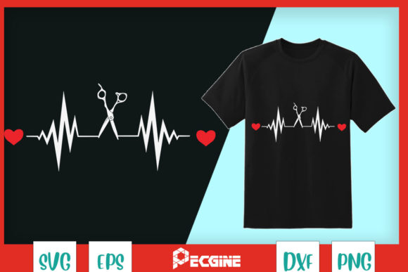 Hairdresser Barber Vintage Heartbeat Graphics