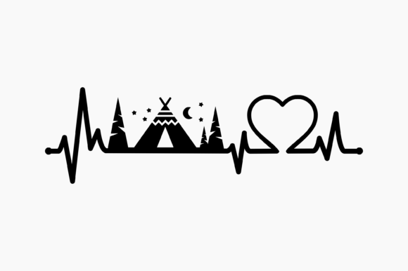 Happy Camping Tent Heartbeat Graphics and Crafts