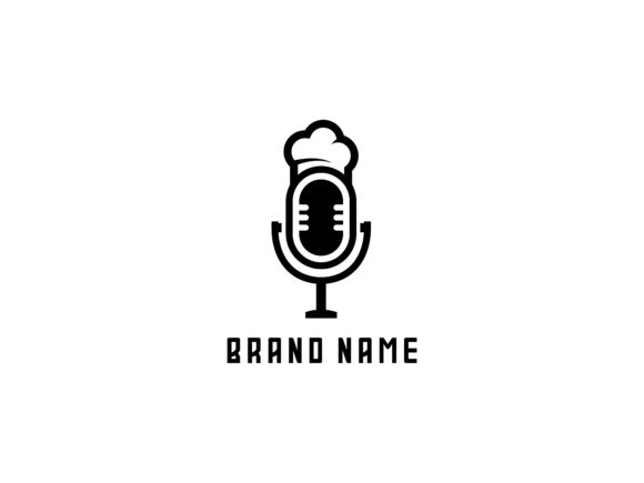 Microphone with Chef Hat Abstract Logo