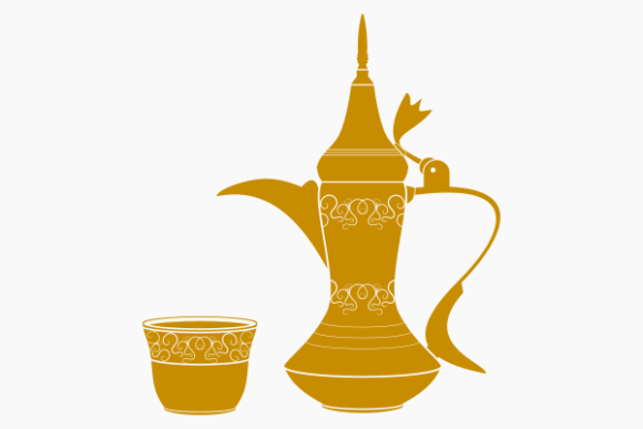 Monochrome Style Traditional Arab Coffee Graphics