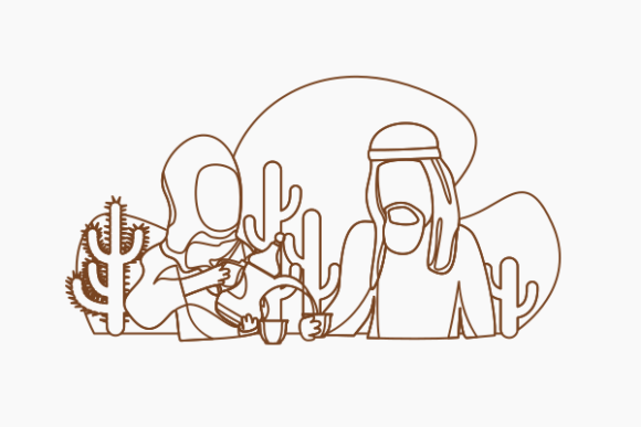 Outline Arab Pouring Coffee for Husband Graphics