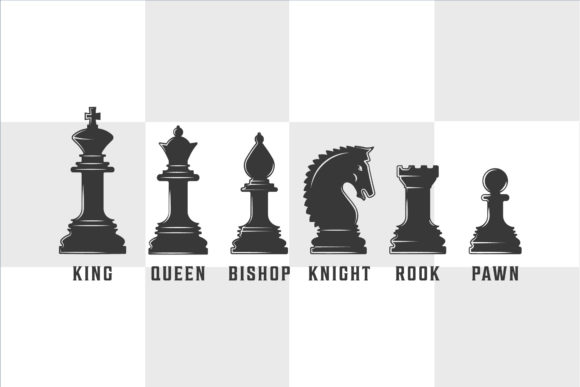 Set of Silhouettes Chess Piece Vector: Graphics & Illustrations for Local Business