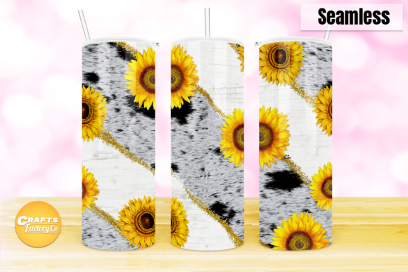 Sunflower and Cowhide Sublimation Graphics
