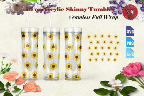 Sunflowers 16oz Skinny Acrylic Reusable Graphics