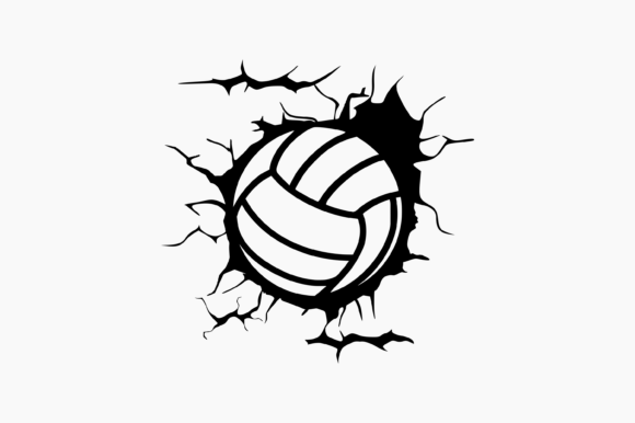 Volleyball Ball Cracked Wall Graphics and Crafts